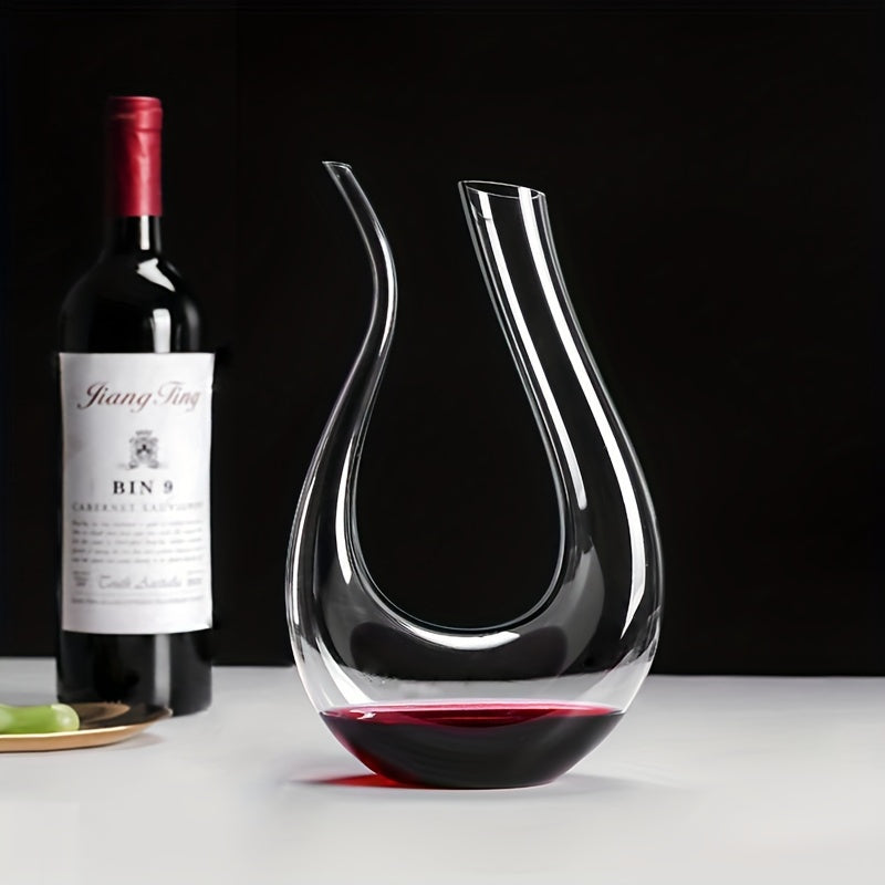 Crystal glass high-end wine decanter with U-shaped harp design, colorful European style, ideal for home or restaurant use.