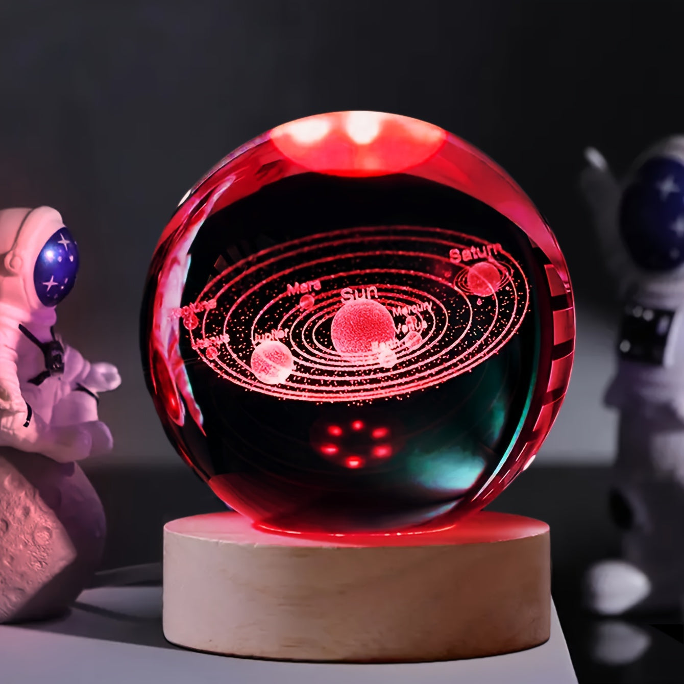 Galaxy-themed crystal ball night light with USB - great for travel and camping, perfect gift for holidays, anniversaries.