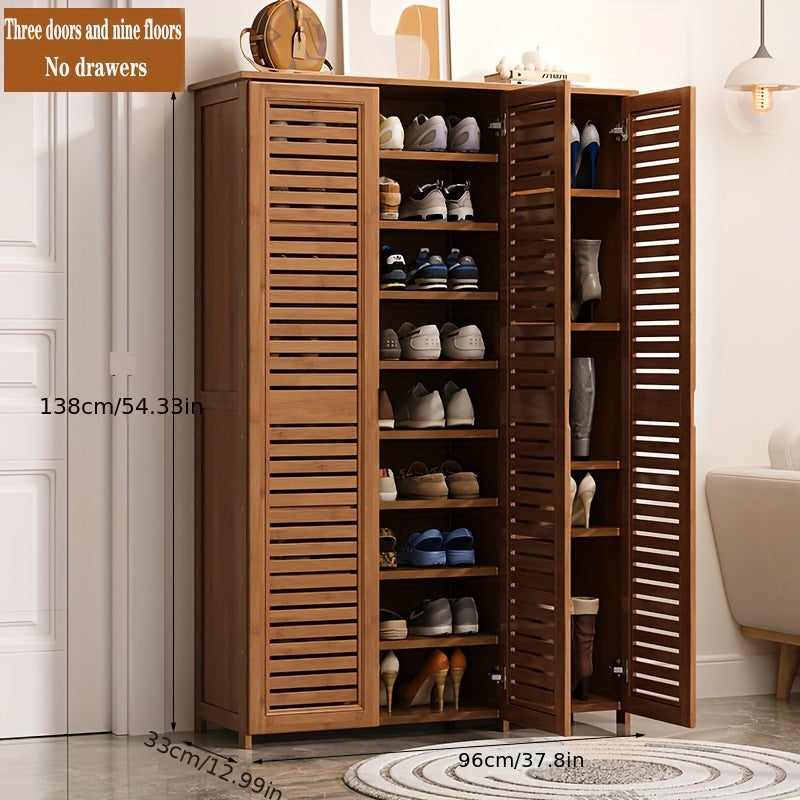 Spacious Bamboo Shoe Rack with Multiple Layers - Wall-Mounted Storage Unit for Entryway and Living Room