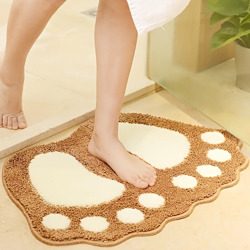 Paw Print Bathroom Floor Mat - Absorbent, Quick-Drying, and Non-Slip - Soft Kitchen Carpet Rug, Perfect for Bathroom, Bedroom, or Living Room - Ideal Home Decor and Bathroom Supplies