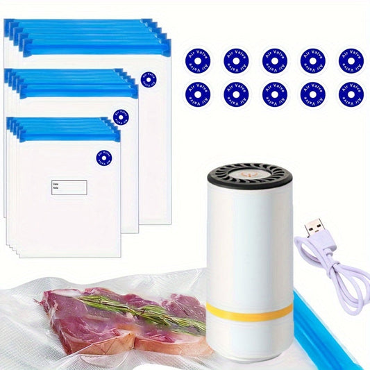 Vacuum Sealer for Food Preservation with USB Rechargeable Feature - Preserves Freshness and Flavors, Powerful Suction, Perfect for Household Utilization