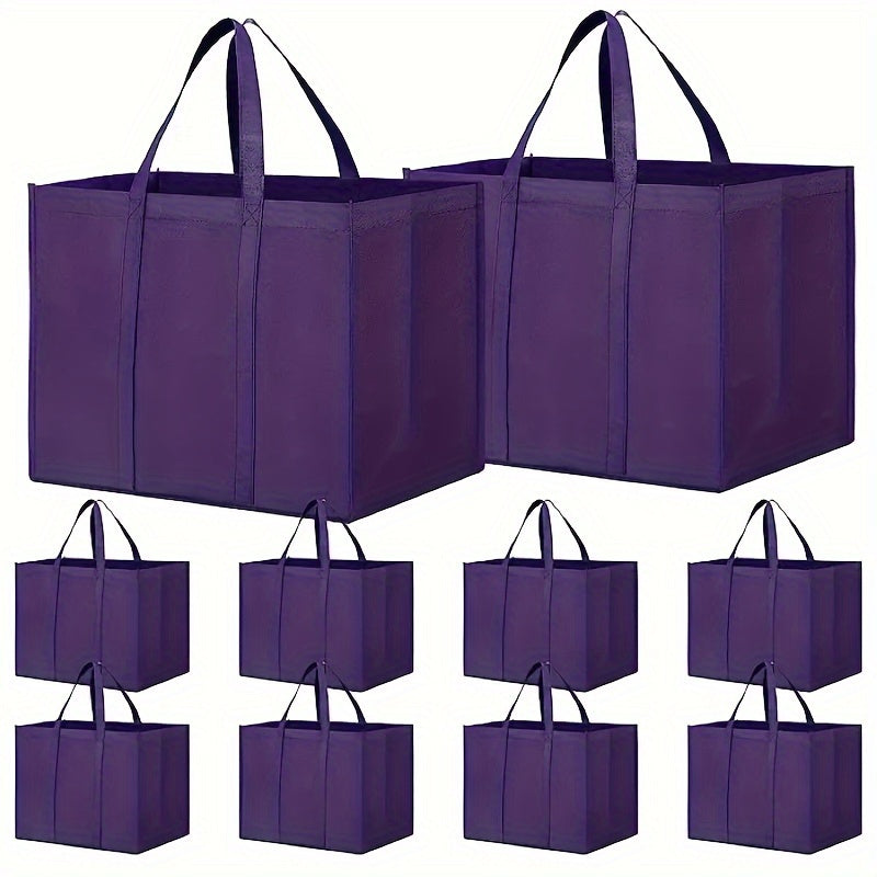 Durable Eco-Friendly Reusable Shopping Bag - Square Tote made of Leak-Proof Polypropylene with Sling, Stands Upright, Folds Easily, Machine Washable, Ideal for Grocery Shopping & Produce, Features Long Handles and Holds Over 45 Pounds.