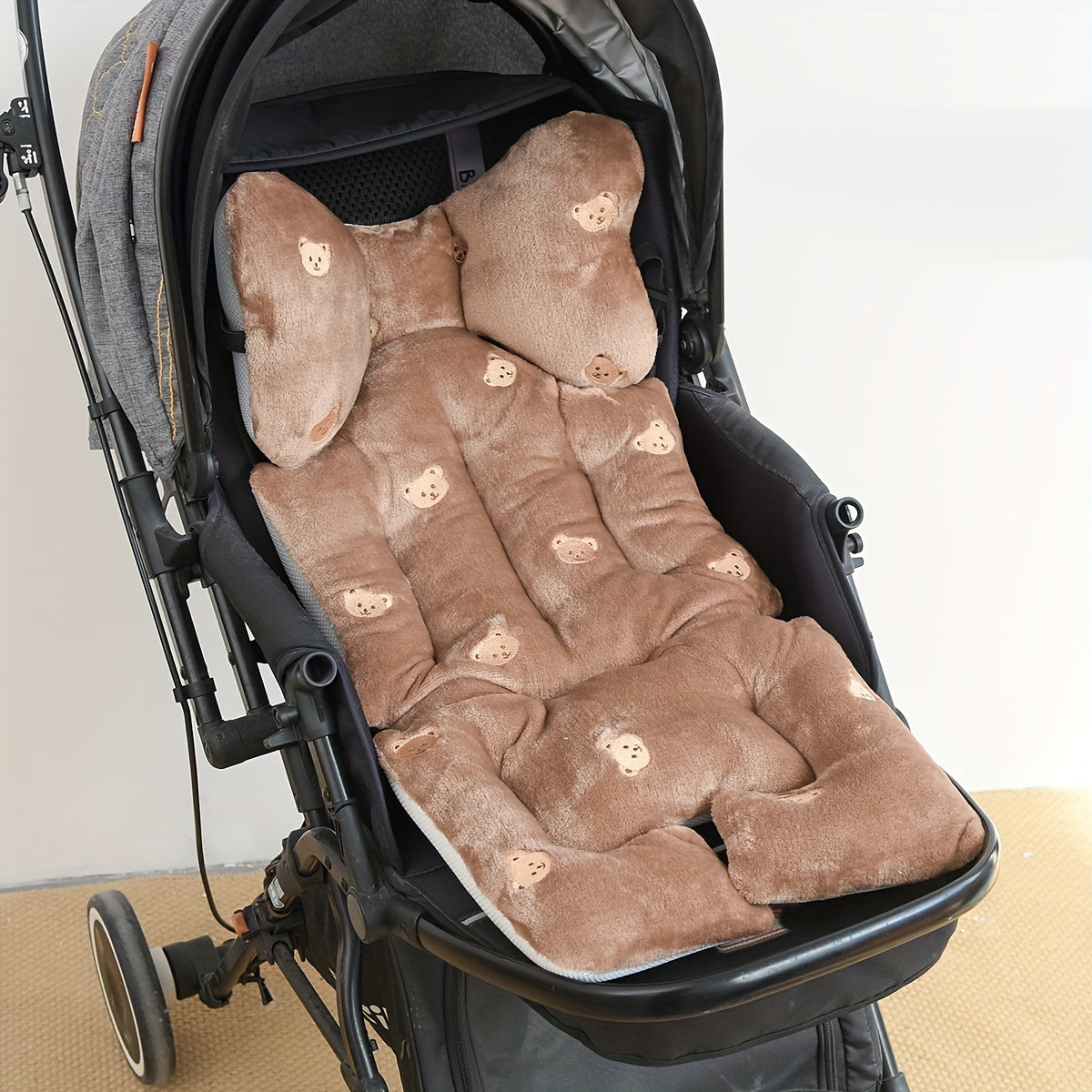 Soft and cozy stroller seat cushion for kids - with embroidery, provides year-round comfort, easily machine washable