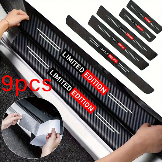 Carbon Fiber Door Sill Protectors (9 pcs) - Anti-Slip & Scratch-Resistant, Fit for TOYOTA, LEXUS, NISSAN, HYUNDAI, KIA.