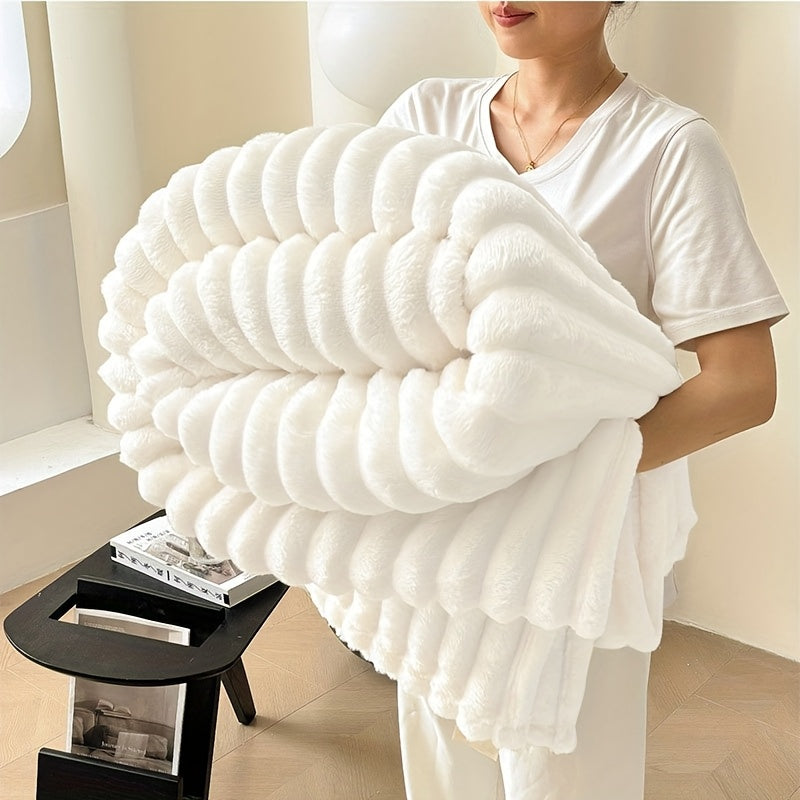 Soft and cozy skin-friendly ribbed blanket for your sofa or bed. This versatile blanket can also be used for your pet. Pillow core not included.