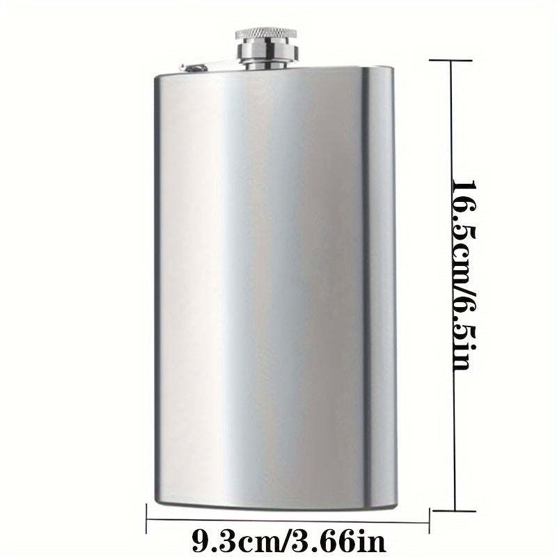 Durable stainless steel flask ideal for wine, whiskey, and vodka. Perfect gift for holidays or Father's Day.