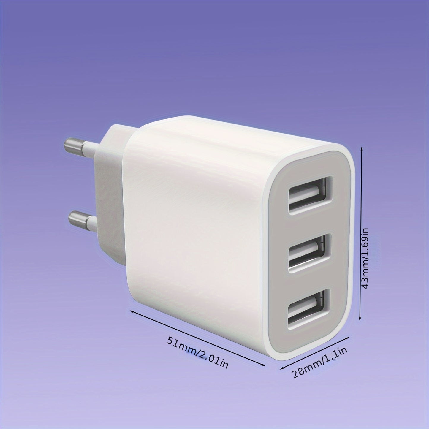 Quickly charge up to 3 devices with this compact 3-port USB wall adapter, including Type-C plug for iPhone and Samsung Galaxy models.