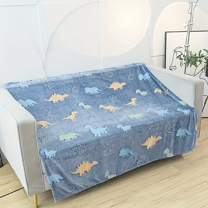 Soft and Cozy Glow in the Dark Dinosaur Plush Throw Blanket - Ideal for Bed, Sofa, and Office - Great Birthday and Thanksgiving Present