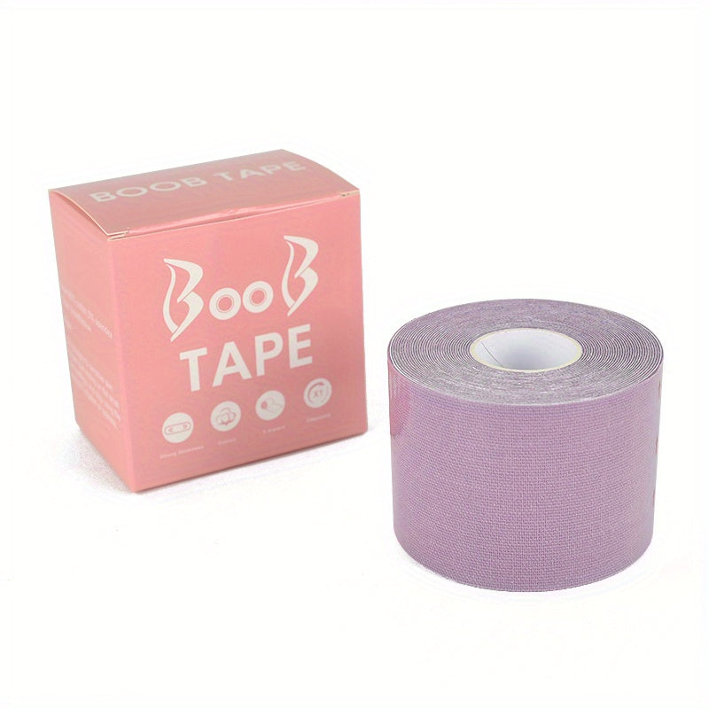 Breathable adhesive tape lifts and supports breasts discreetly for strapless dresses and lingerie.