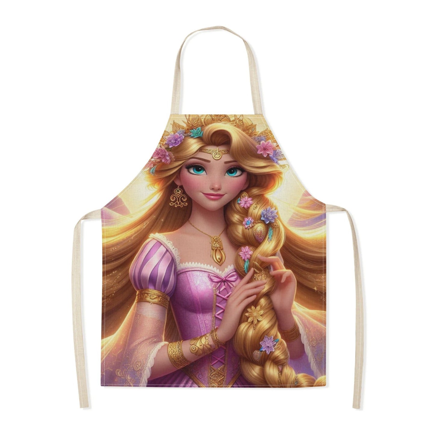 Durable Polyester Disney Elsa Waterproof Apron featuring Vibrant Cartoon Princess Design; Perfect for Kitchen, Restaurants, Cafes, and Home Use