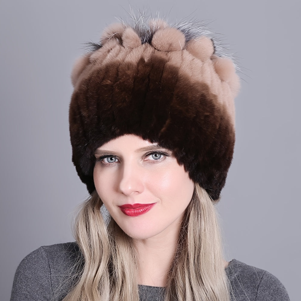 Trendy faux fur beanie for women and girls, perfect for staying warm in cold weather.