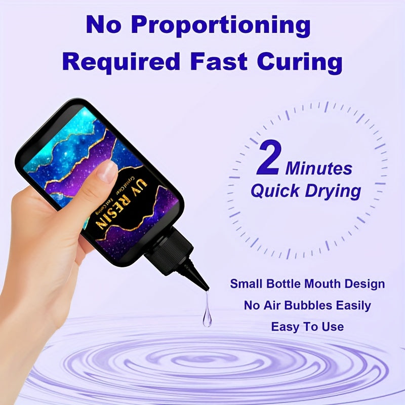 Upgrade your art and jewelry-making projects with this UV Resin Kit, available in 10g, 25g, 60g, and 100g sizes. The crystal clear hard UV curing premixed epoxy resin is perfect for beginners and comes with a lamp for easy curing. Get started on your