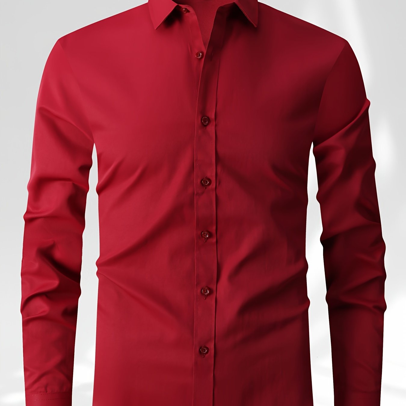 Classic men's button-down dress shirt in solid color, suitable for business casual office wear in the spring season.