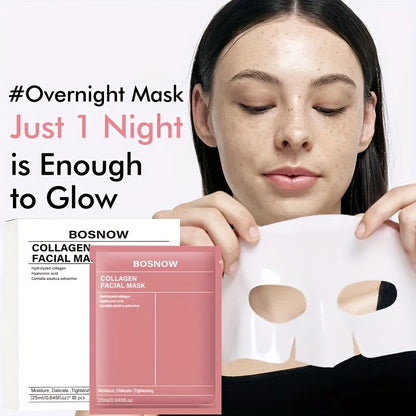 10 Biocollagen Hydrating Facial Masks with Collagen, Hyaluronic Acid, and Niacinamide for Firming and Moisturizing Skin