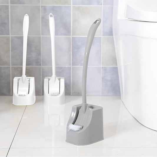 Toilet Brush Set: Soft Bristles with Holder, Wall-Mounted Long Handle Bathroom Cleaning Brush, Portable and Medium Firmness, Plastic Handle, No Dead Angle, Electricity-Free Tool for Bathroom and Toilet Cleaning.