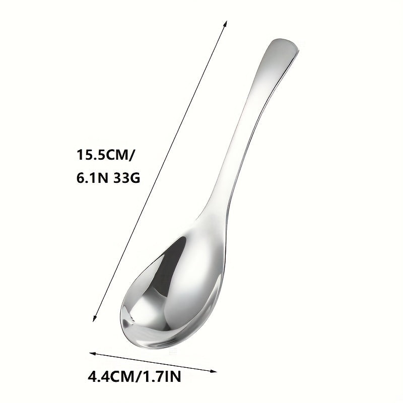 Set of 6 thick heavy-weight stainless steel soup spoons with classic and concise design. Dishwasher safe. Perfect for teacher, Christmas, Halloween, autumn harvest, Thanksgiving, or wedding.