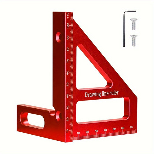 Ergonomik 3D Ko'p Burchakli O'lchov Qoidasi - bu aniq 45/90 daraja chiziqlar va miter joylashuvlari uchun ultra-nozik uchi bilan mustahkam metall asbobdir.