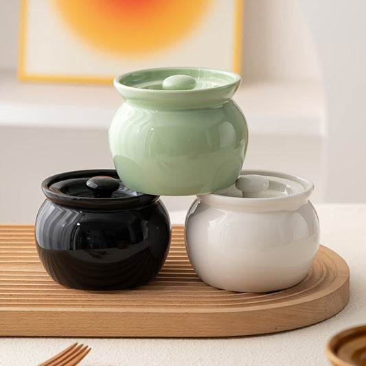 Single serving ceramic stew pot with lid in multiple colors. Leak-proof and food-safe, perfect for soups, steaming eggs, and cooking vegetables. Can also be used for bird's nest dishes and healthy cooking. Comes with the option of a wooden spoon. Great