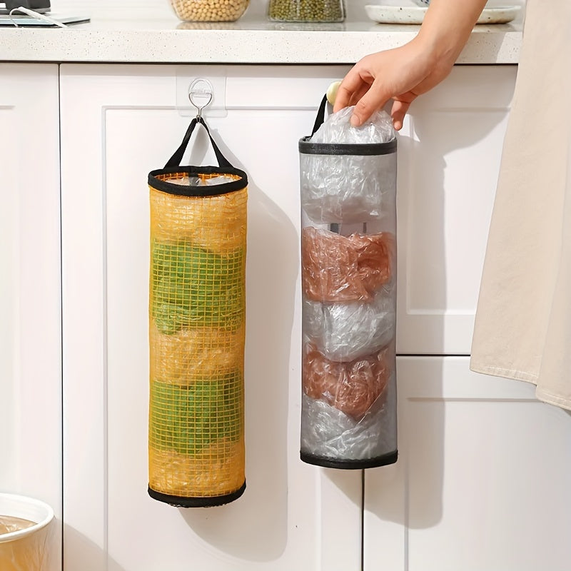 Wall-Mounted Kitchen Organizer for Trash Bag Storage and Dispensing - Plastic Garbage Bag Holder for Kitchen Trash Can