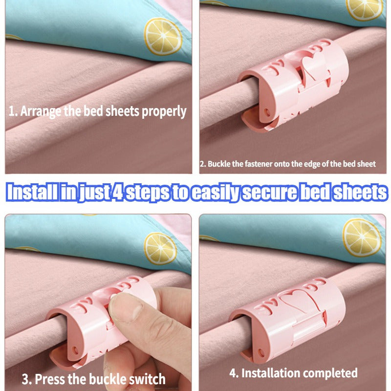 Keep your bed sheets in place with this set of 6 innovative Bed Sheet Fasteners! These upgraded clips are designed to prevent slipping and movement of duvet covers without the need for needles. Say goodbye to tangled sheets and sliding covers!