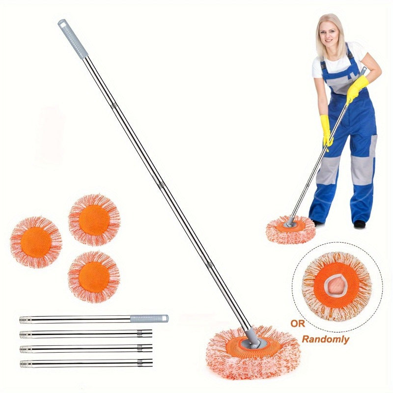 The Versatile 190.5cm Adjustable Dust Mop comes with 4 washable heads and is suitable for cleaning floors, walls, windows, and ceilings. Made of absorbent polyester, this mop is ideal for home use.