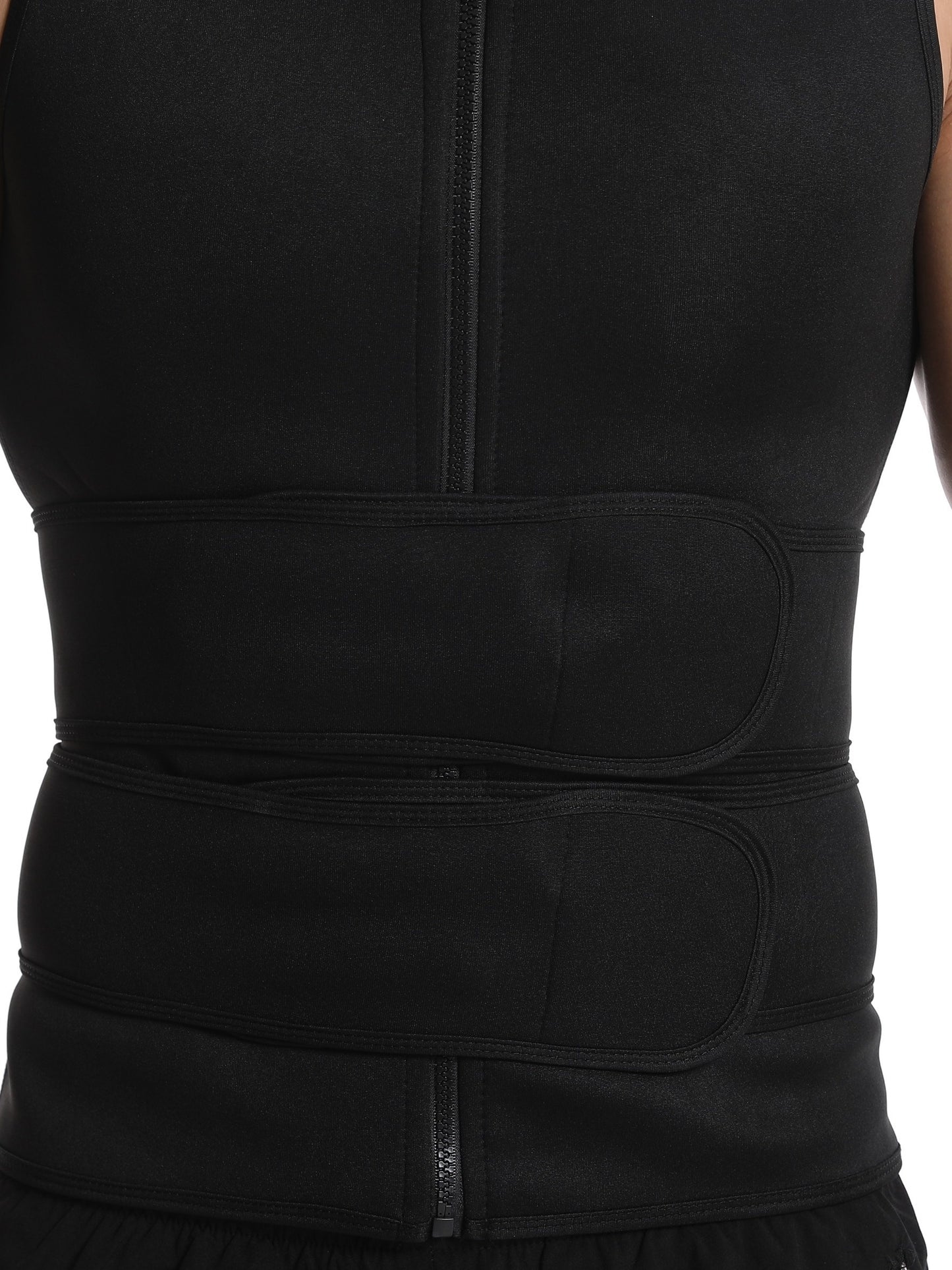 Student's new chest binder top with abdominal belt, body shaper, waist cincher, and tank top.