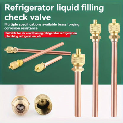 Thickened Pure Copper Refrigerator Needle Valve with One-Way Valve, Fluorine Filling Nozzle, Freezer Welding Filling Nozzle, and Repair Parts