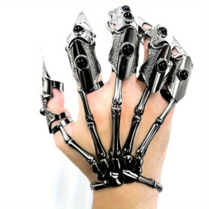 Punk Style, Harajuku Inspired Alien Hand Armor Ring with Adjustable Bionic Mechanical Design, Perfect for Halloween Costumes and Festival Celebrations