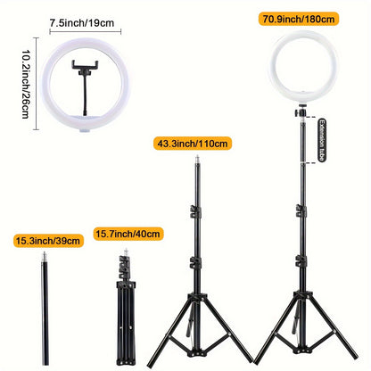 ZOMEI 25.4 sm LED Selfie Ring Light, Ichki foydalanish, jonli efir, fotografiya, makiyaj, uchrashuvlar uchun sozlanadigan stend bilan - USB quvvatlanadi, batareya talab qilinmaydi.