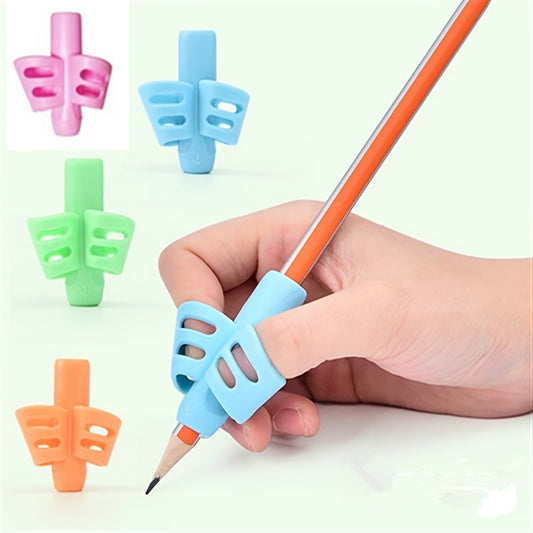 Student Stationery Grip Pen Holder for Correcting Posture while Writing with Two Fingers, featuring a Pen Sleeve and Silicone Pen Clip Bracket for Improved Writing Technique.