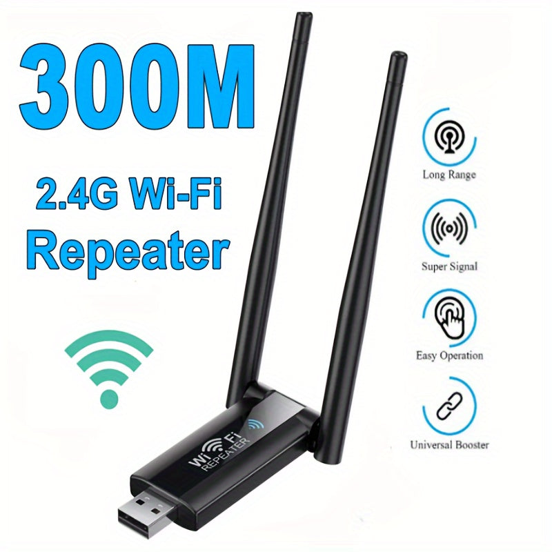 USB WiFi Extender - Boosts signal range and speed for home routing, noise-free, portable.