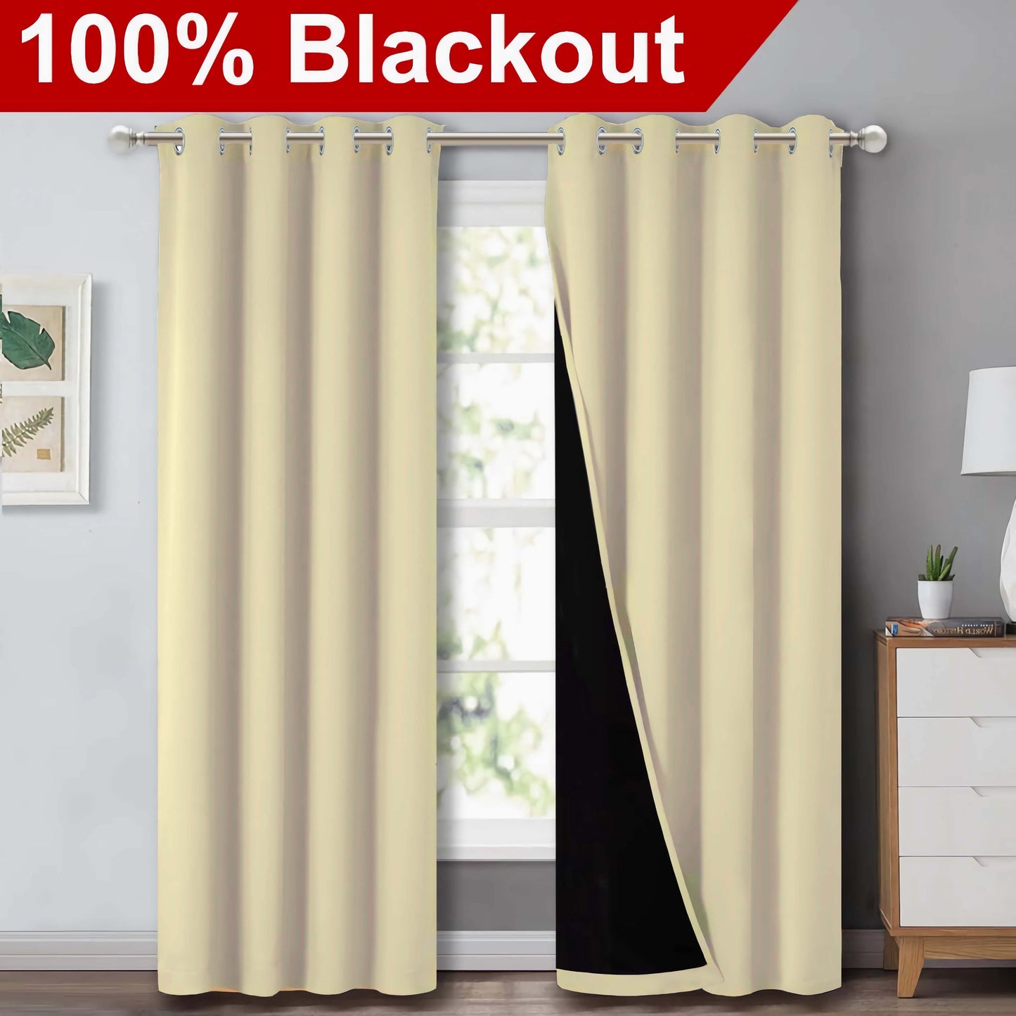 Versatile blackout curtains suitable for living rooms, bedrooms, kitchens, bathrooms, and home decor.