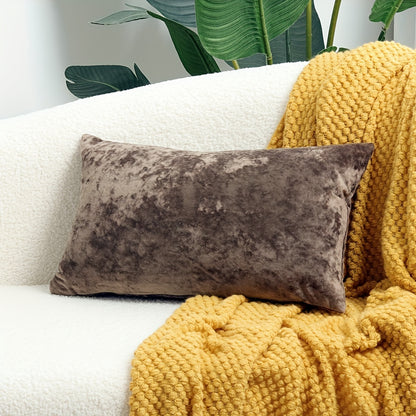 Luxurious velvet throw pillow cover with speckled texture, perfect for sofa and bed. Contemporary style with zip closure, machine washable. Made of 100% polyester.