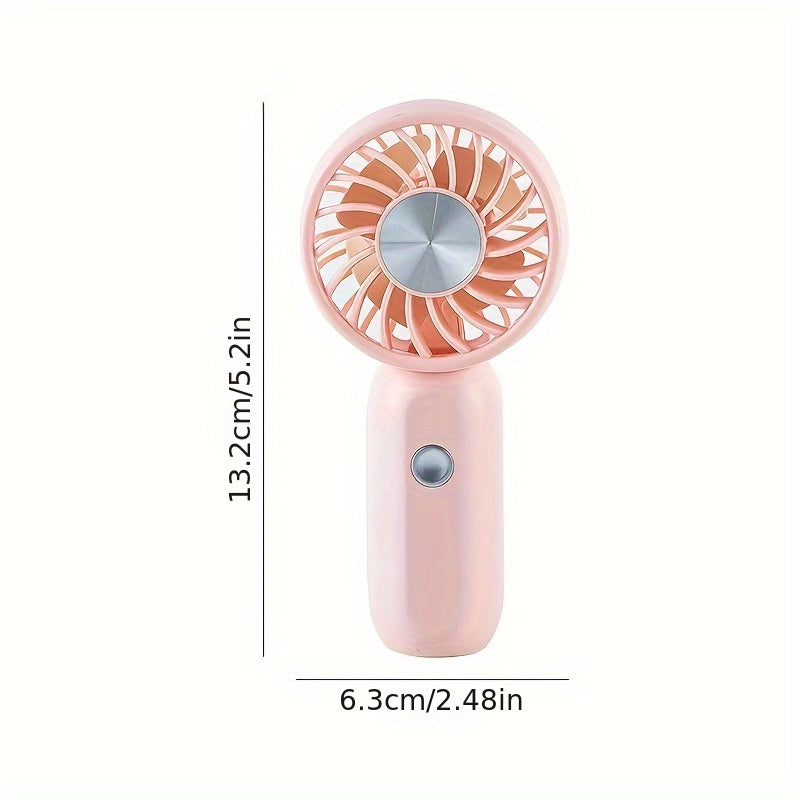 Compact Mini Fan - Rechargeable via USB, Handheld Fan with 3 Speeds and Extended Battery Life, Ideal for Office, Bedroom, Travel, Camping, and Outdoor Activities