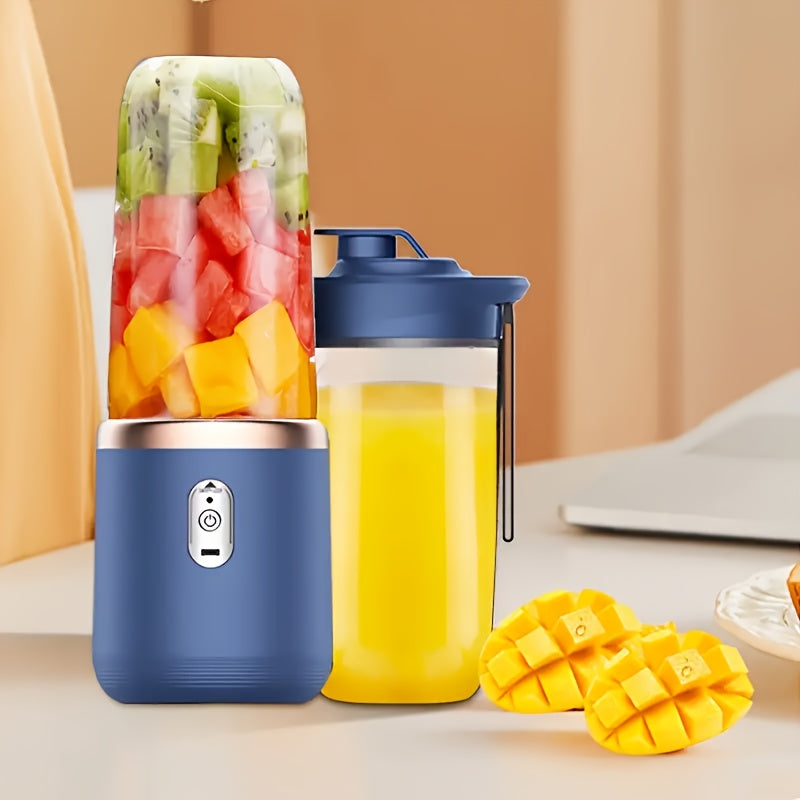 This portable wireless juicer is perfect for on-the-go use. It is USB rechargeable and comes with two cups for convenience. The mini blender is great for making fresh juice, smoothies, and milkshakes. It also includes a sports cup lid for easy sipping.