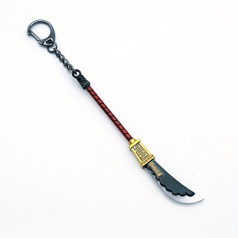 [Fan Favorite] Eye-catching Anime-Inspired Red & Gold Sword Keychain - Durable Zinc Alloy Metal Weapon Replica with Stylish Black & Red Braided Cord, Cool Cartoon Knife Design, Perfect Birthday Present for Both Guys & Gals