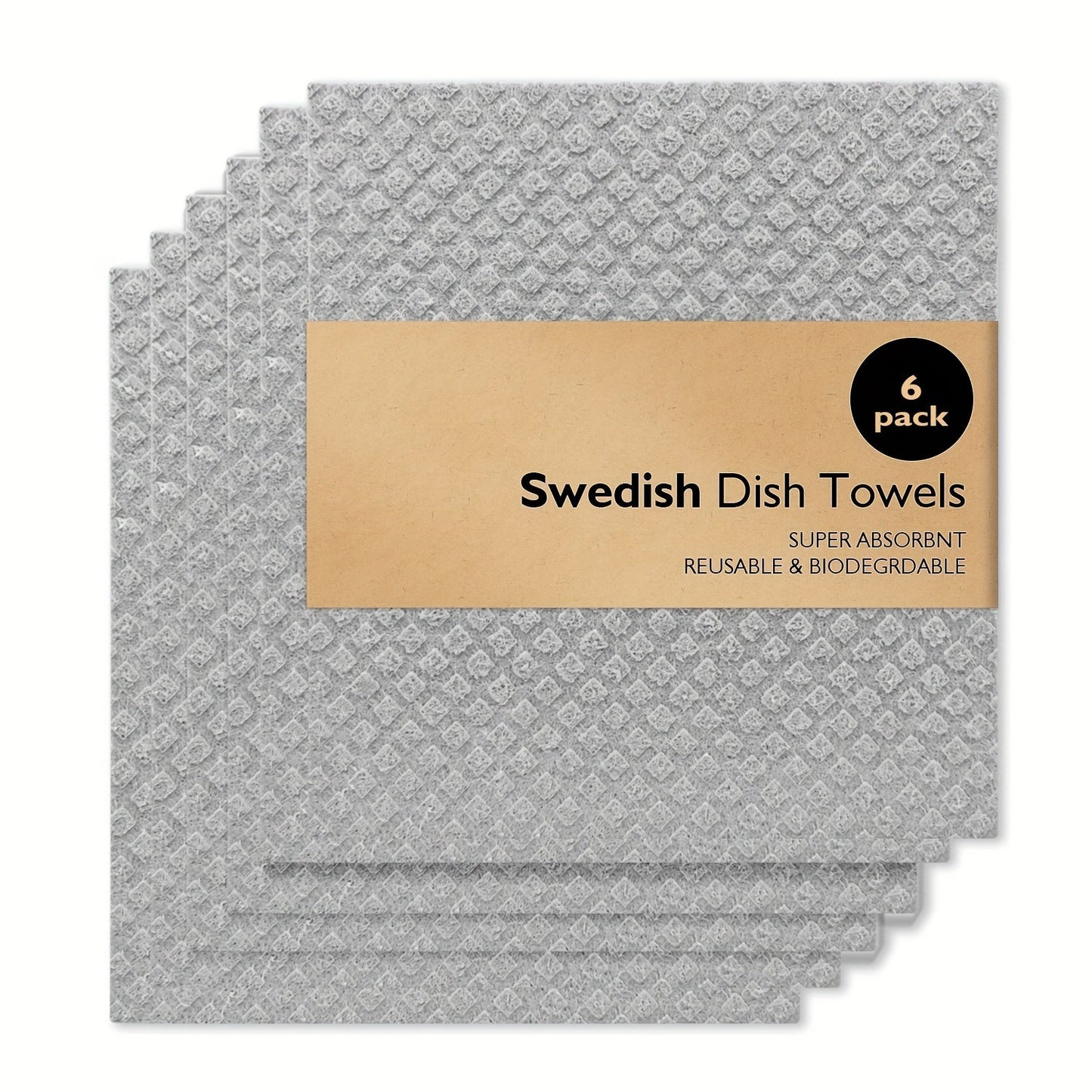 [Customer Favorite] Set of 3, 6, or 12 Gray Swedish Kitchen Dishcloths - Reusable, Compostable, and Made from Sweden Fiber Sponge