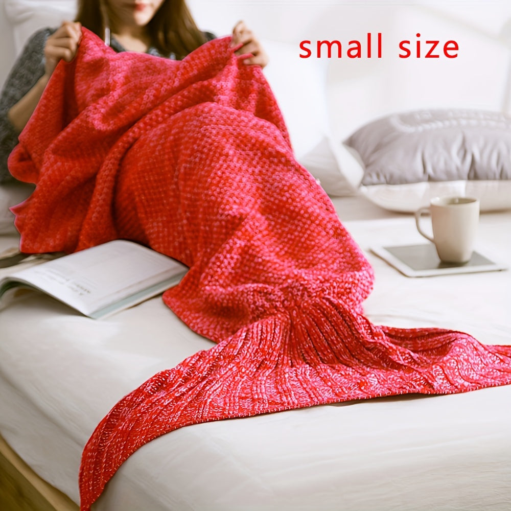 Get yourself a 1 piece Mermaid Tail Blanket, a cozy crochet blanket perfect for all seasons. This soft and comfy blanket is ideal for women and can be used for lounging on the sofa or sleeping. It also makes a cool birthday, wedding, or Mother's Day gift.