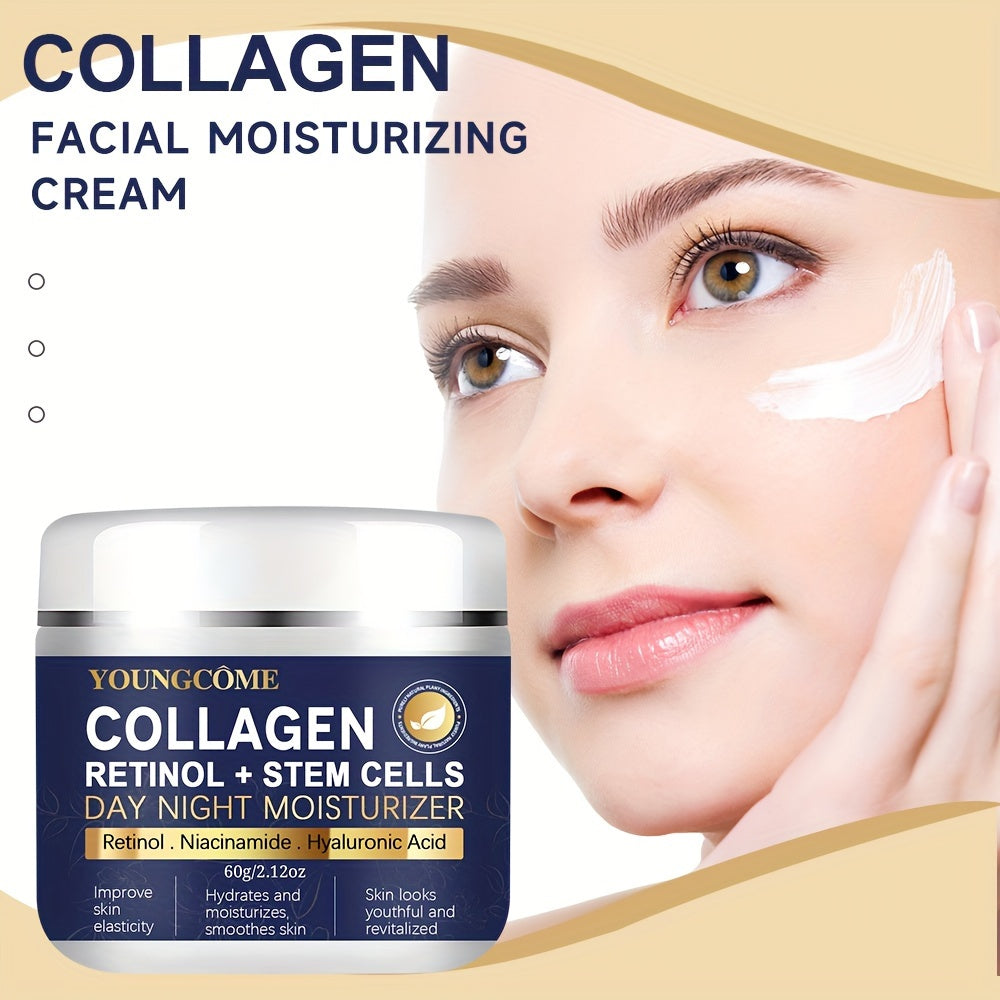 YOUNGCOME Collagen Retinol Day Night Moisturizer with Hyaluronic Acid, Vitamin C & E, Glycerin for All Skin Types - 30G/60G/100G Options