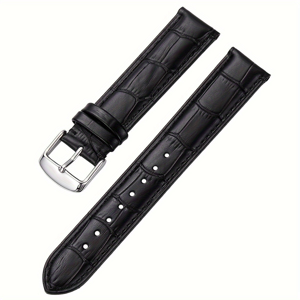 Replacement watch strap made of authentic cowhide leather, featuring a quick release crocodile pattern design suitable for both men and women.