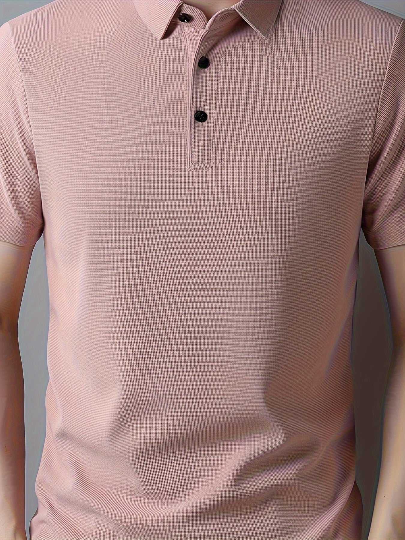 Men's Breathable Polyester Shirt - Casual Solid Color, Short Sleeve with Collar