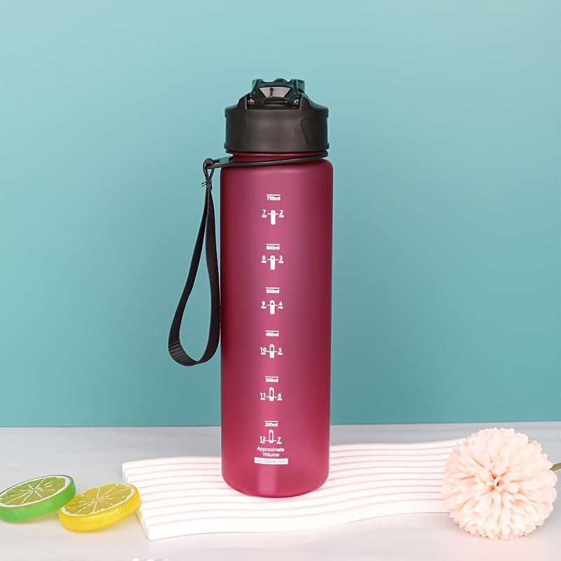 26oz Grinkwell Frosted Sports Water Bottle with Leakproof Design, BPA-Free Material, Silicone Straw, Carrying Rope - Ideal for Gym and Outdoor Use.