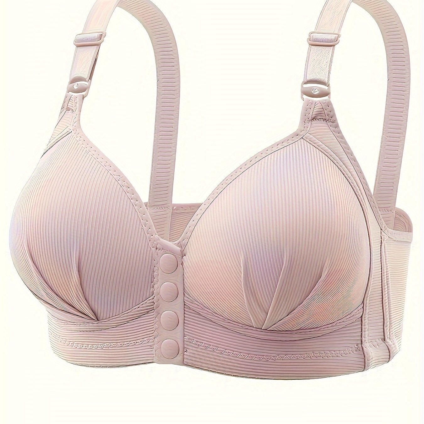 Wireless push up bra with front buckle, comfortable and breathable women's lingerie.