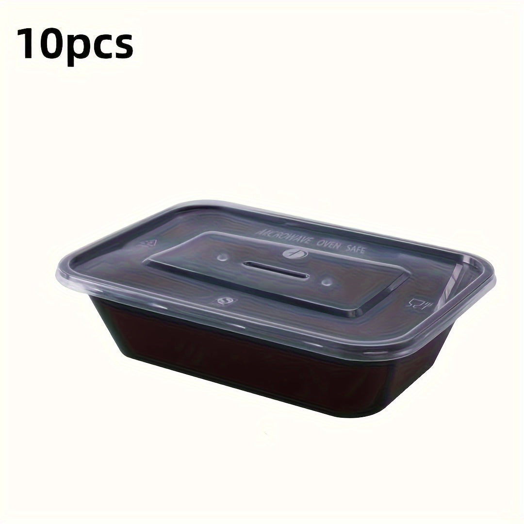 Set of 10/30 meal prep containers that are microwave-safe and perfect for storing takeout food. These leak-resistant containers can be stacked for easy storage and are safe to use in the dishwasher and freezer. They are portable bento boxes that are