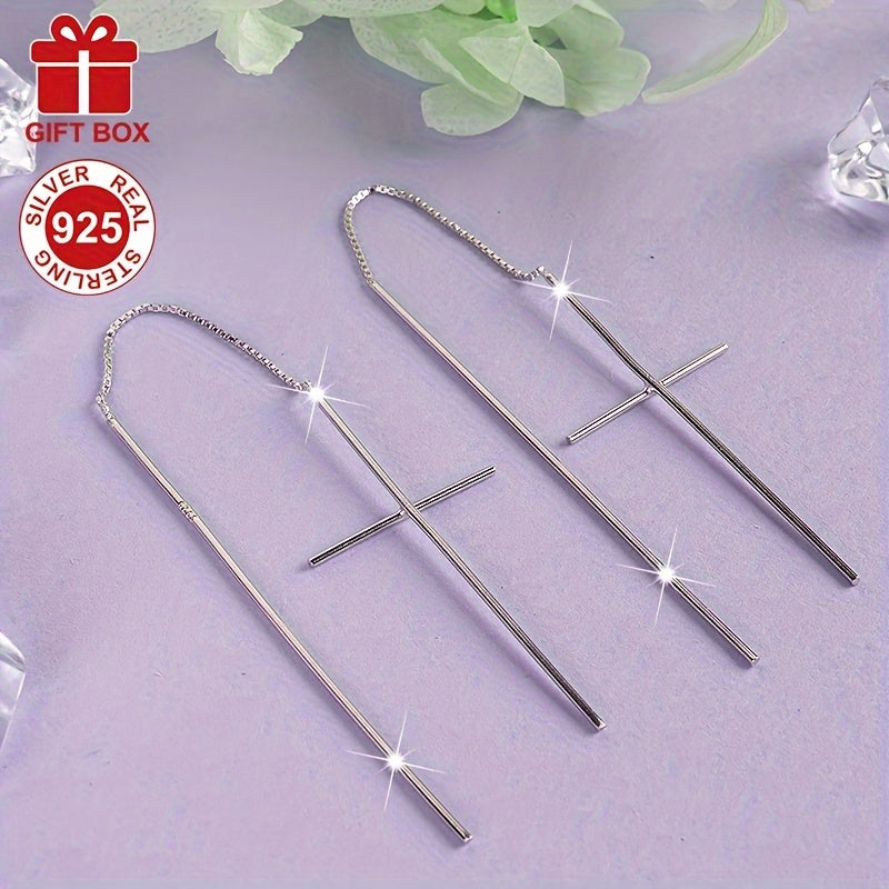 These stunning Long Tassel Earrings are both chic and sophisticated, crafted from S925 Sterling Silver with a low allergy coating. The elegant design features a Cross-shaped Ear Thread, making them perfect for everyday wear, parties, and special