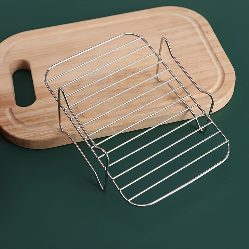 Multi-functional Stainless Steel Steamer & Baking Rack - Ideal for Air Fryers, Kitchen Tools & Add-ons.