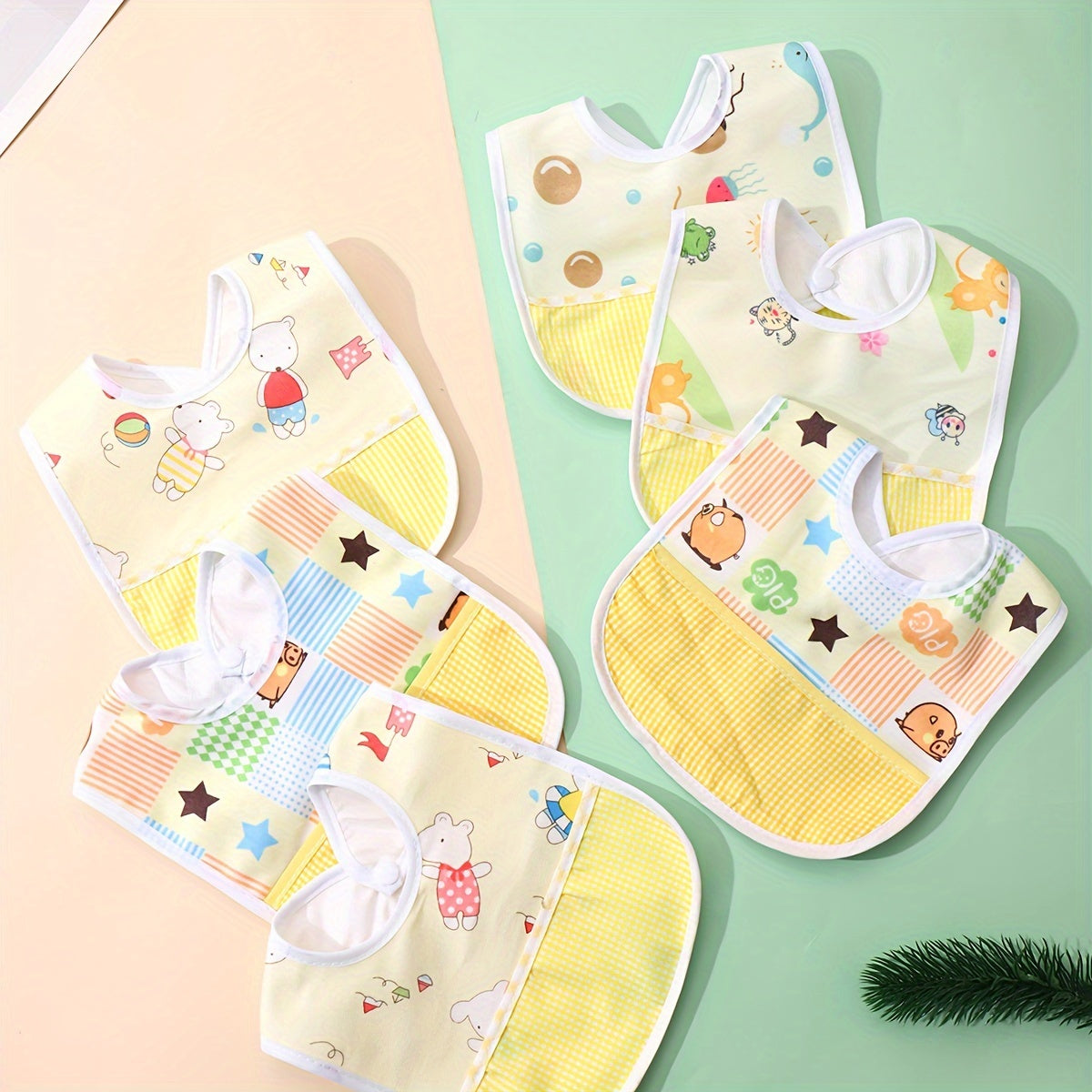 Set of 3 Velvet Waterproof Bibs, Cute Cartoon Designs for Feeding and Drooling