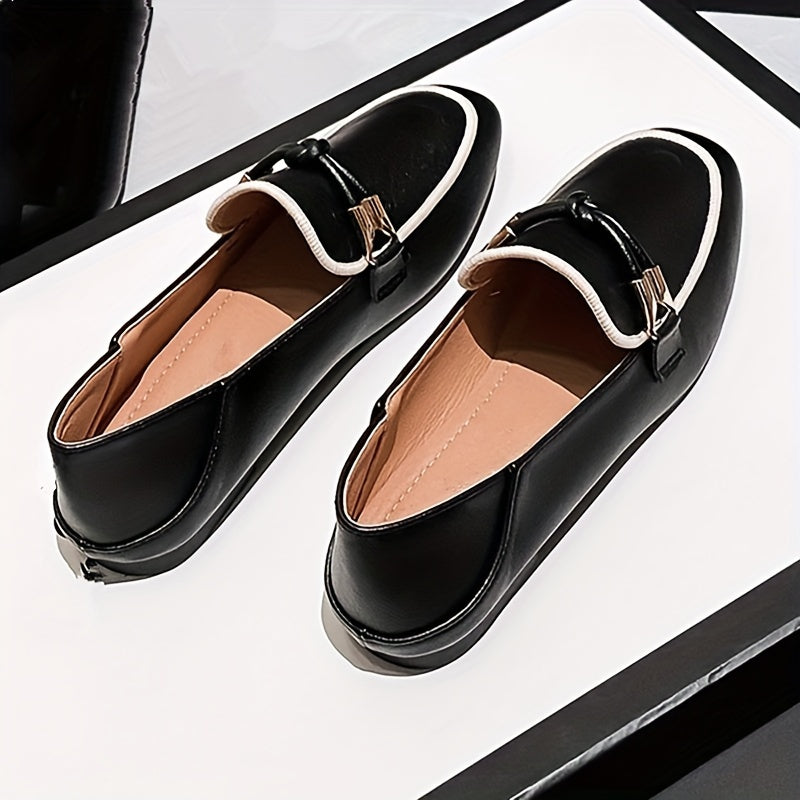 Stylish Women's Slip-On Loafers - Square Toe, Lightweight Flats in Solid Colors