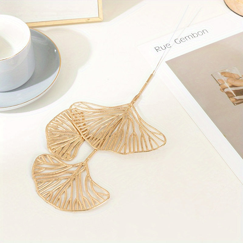 5/10pcs Metallic Ginkgo Biloba Leaf for flower arrangements, weddings, parties, and home decorations. Perfect for gifts and aesthetic room décor.