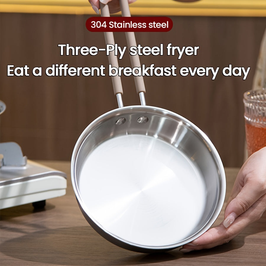 Get ready to revamp your kitchen with the versatile Stainless Steel 3-Layer Frying Pan in 15/13 Inch size. This pan offers even heat distribution, durability, and easy cleaning, making it a must-have for your cooking needs. Dishwasher safe and perfect